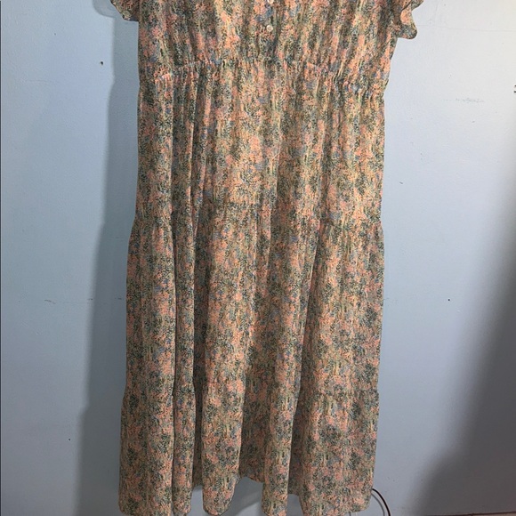 Ava & Viv Multicolor Button-Front Dress Pink Green Plus size 2x - Picture 3 of 9